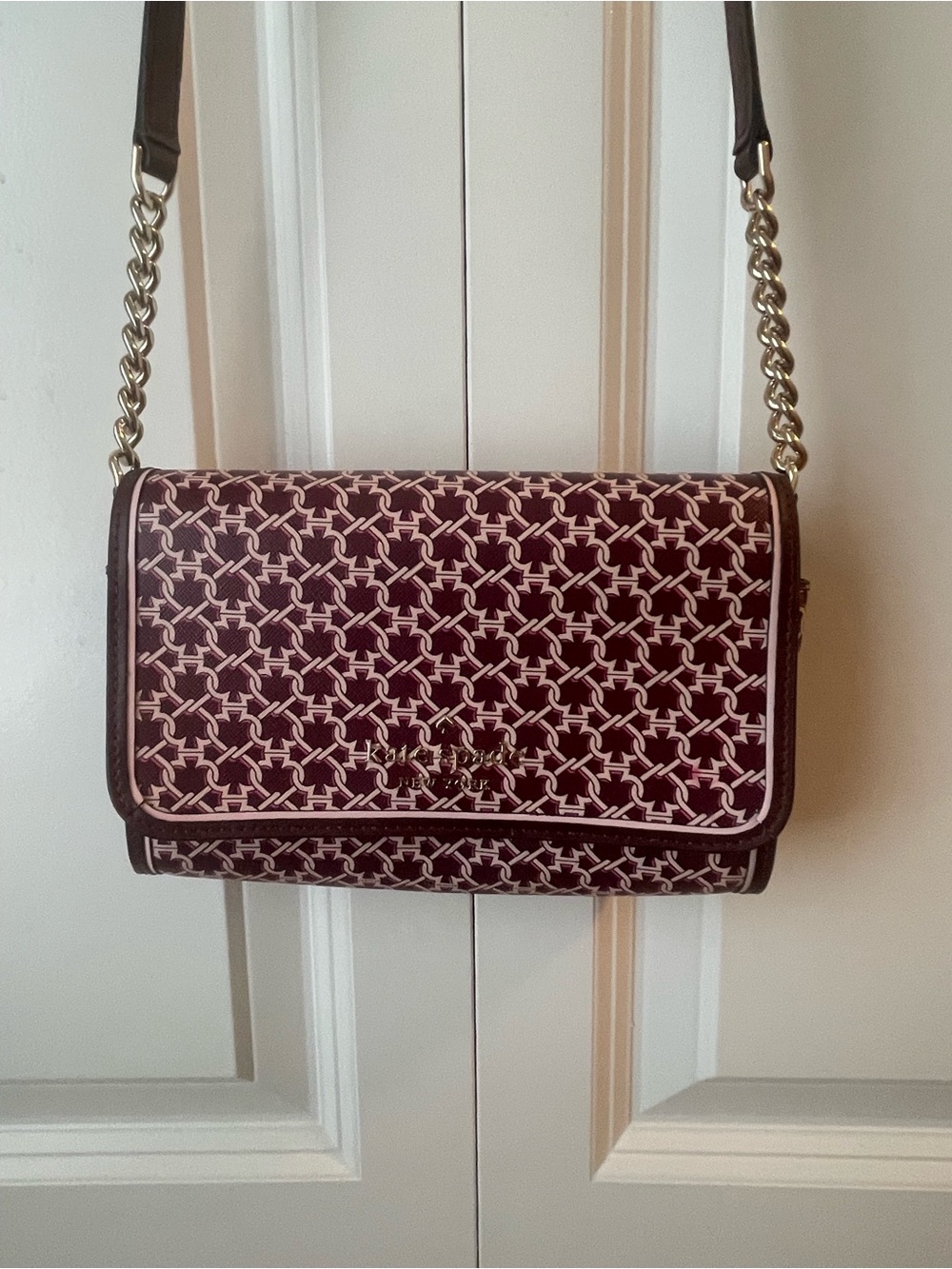 Kate Spade | Small Maroon, Bright Pink, & Soft Pink Patterned Crossbody